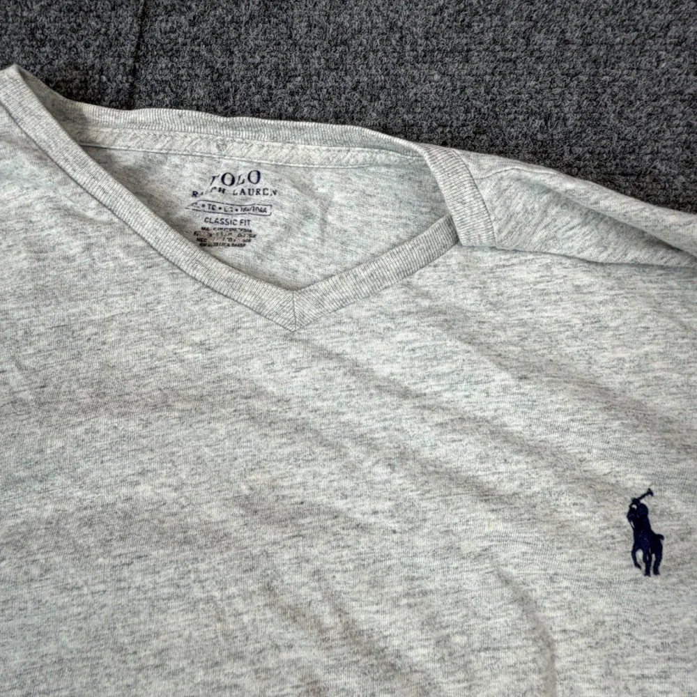 Polo Ralph Lauren Mens‎ Size XL  V-Neck Long Sleeve T-Shirt Gray Classic Fit